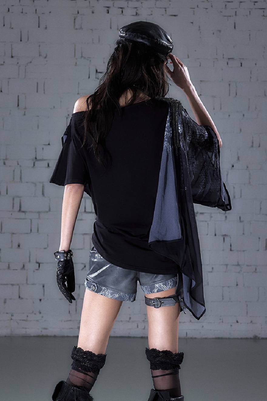 Draped Graphic Chiffon Top