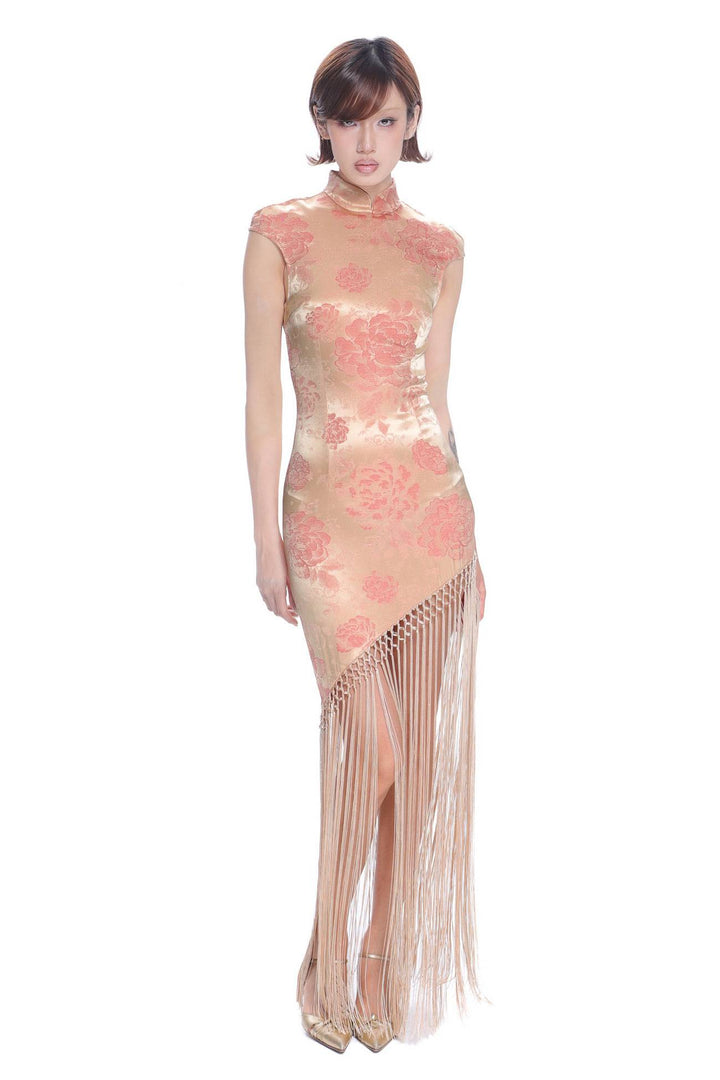 Floral Jacquard Fringe Dress