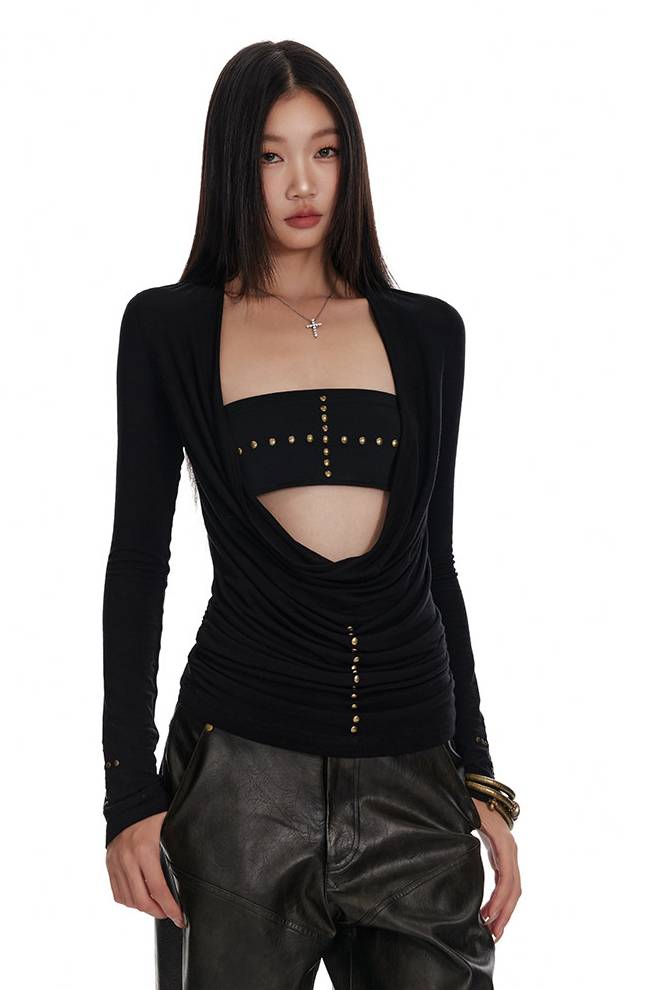 Draped Stud Detail Top
