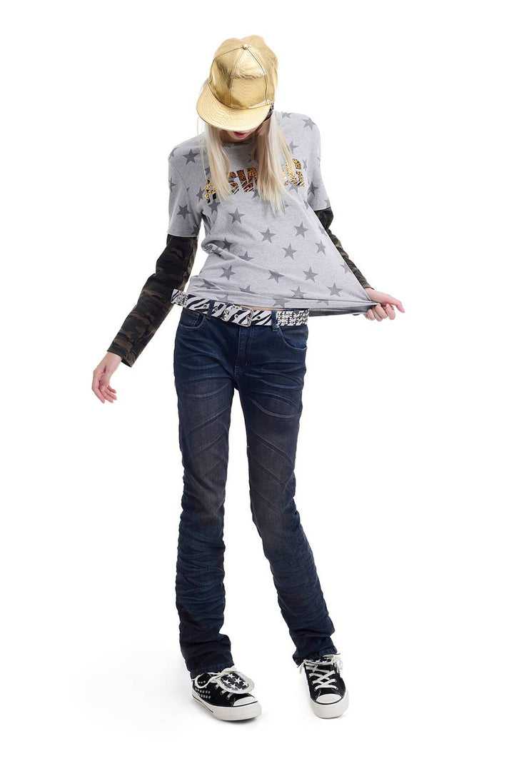 Ruched Low Rise Jeans