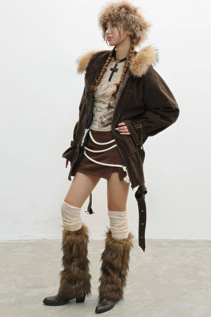 Faux Fur Belted Jacket
