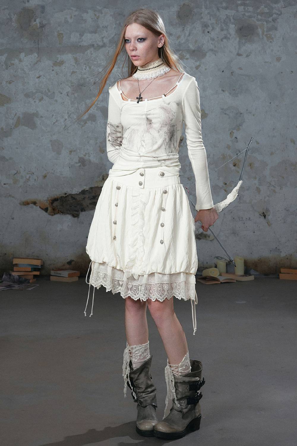 Lace Trim Bubble Skirt