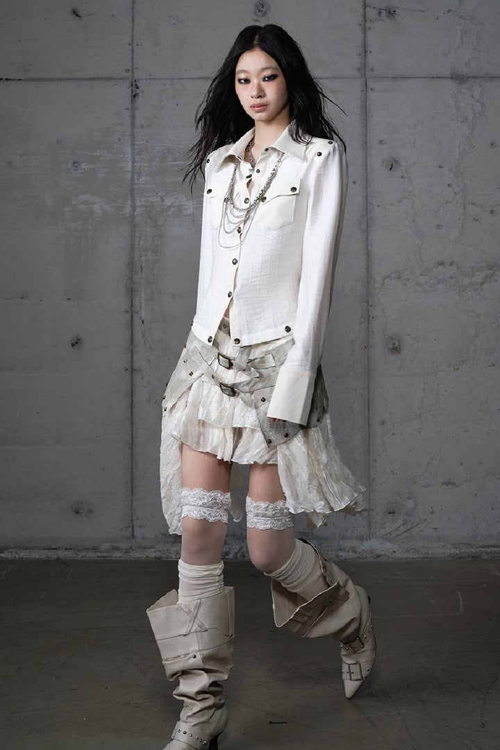 Asymmetric Lace Midi Skirt