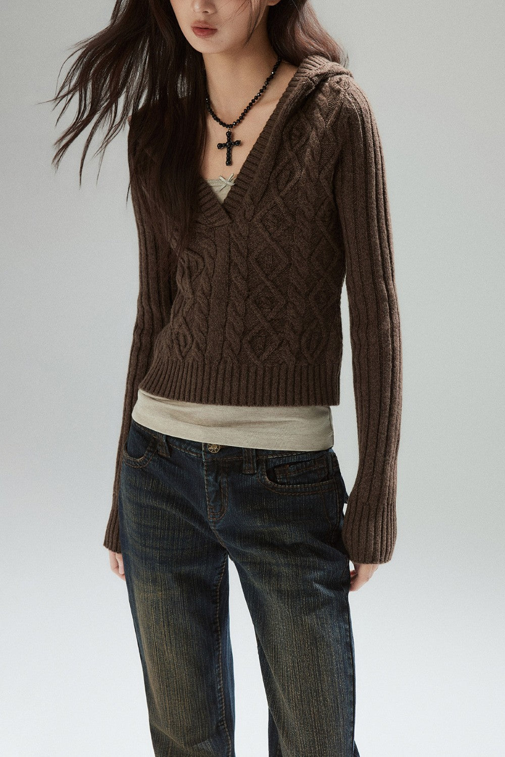 Mocha Knit Hooded Sweater