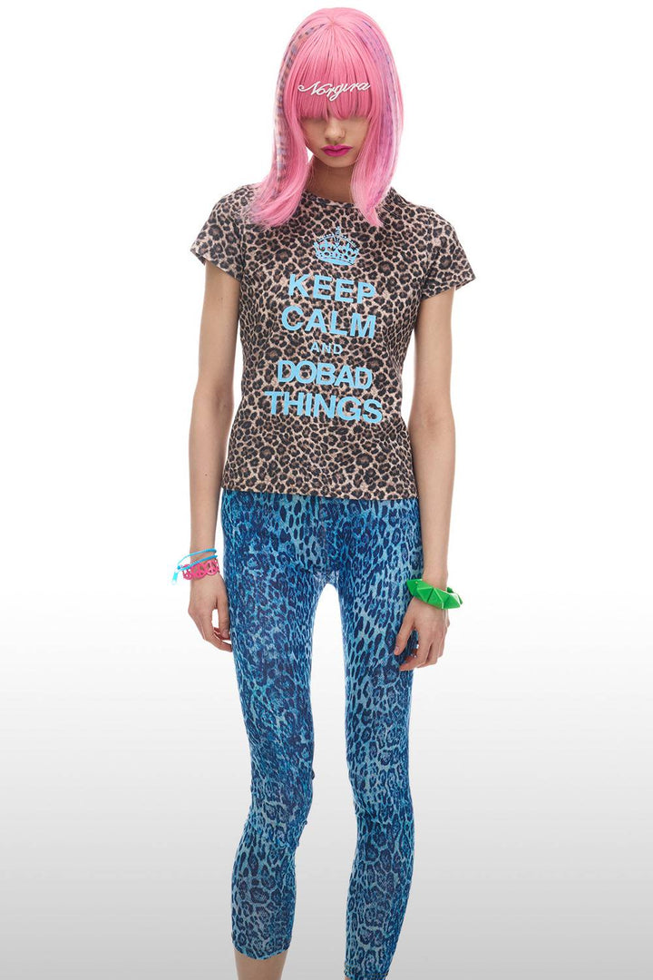 Fitted Leopard Graphic Top