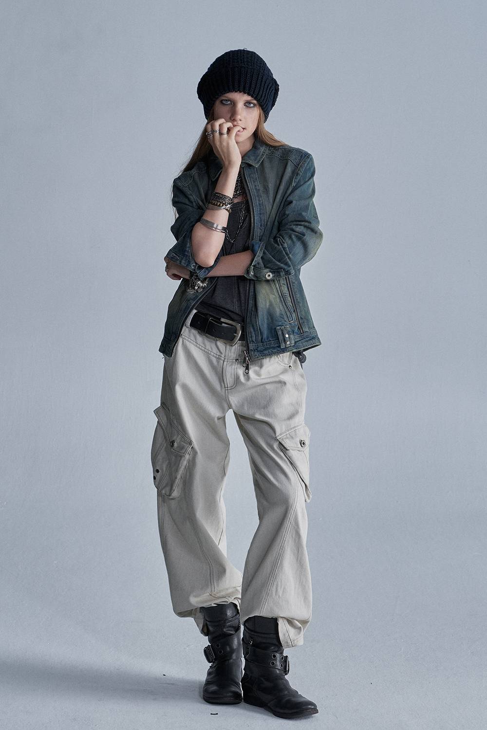 Washed Wide Cargo Pants