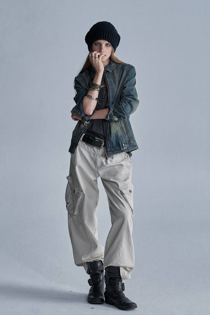 Washed Wide Cargo Pants