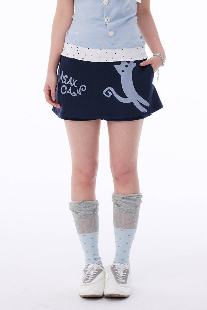 Layered Graphic Mini Skirt