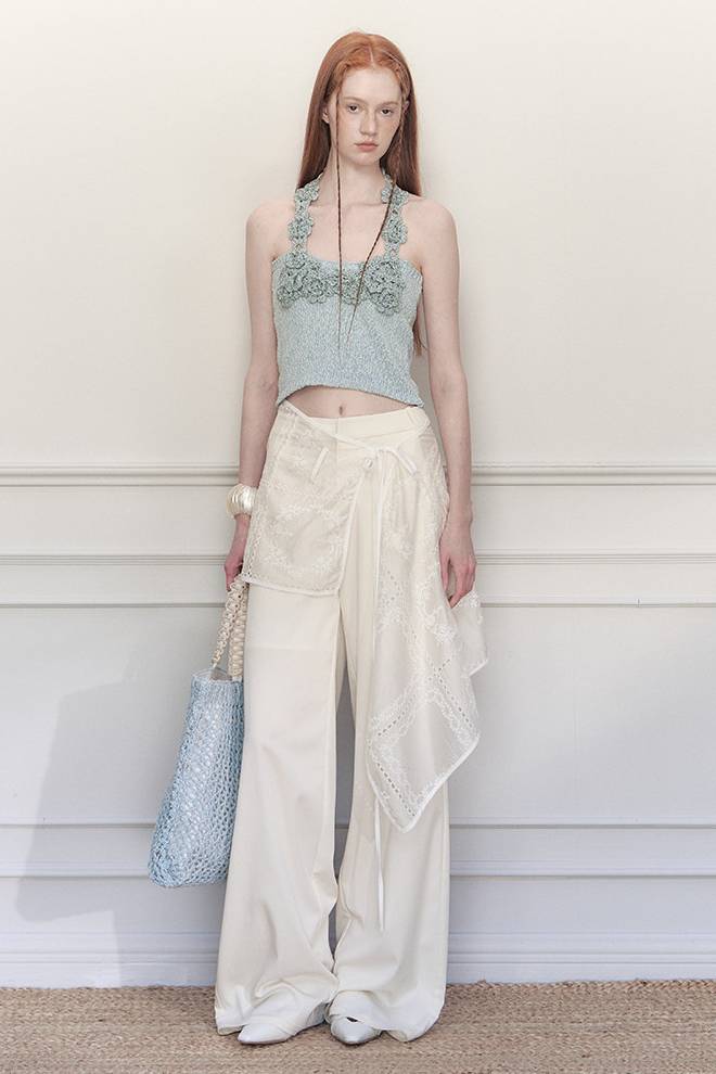 Draped Lace Overlay Pants