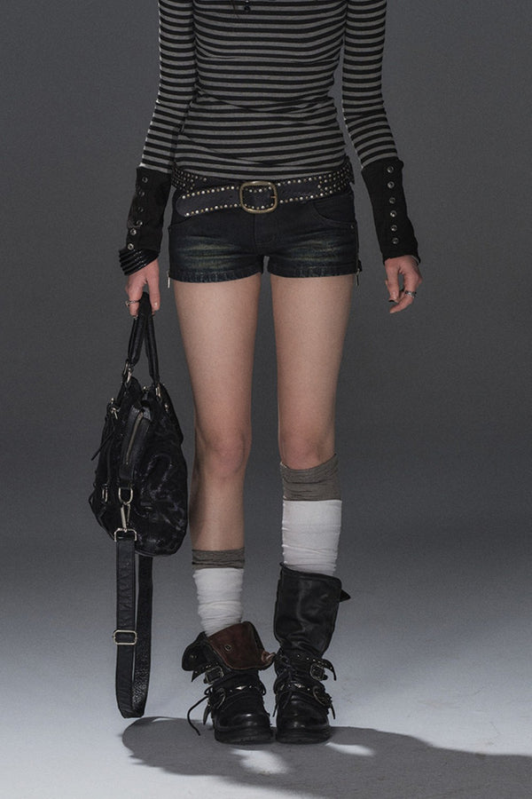 Denim Side Zip Shorts