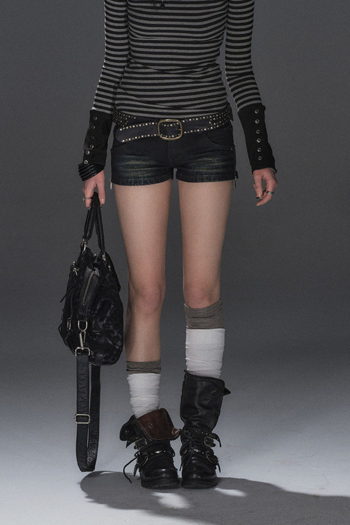 Denim Side Zip Shorts