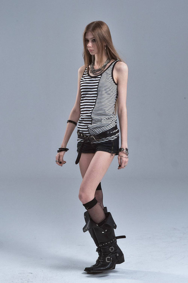 Longline Stripe Seam Tank