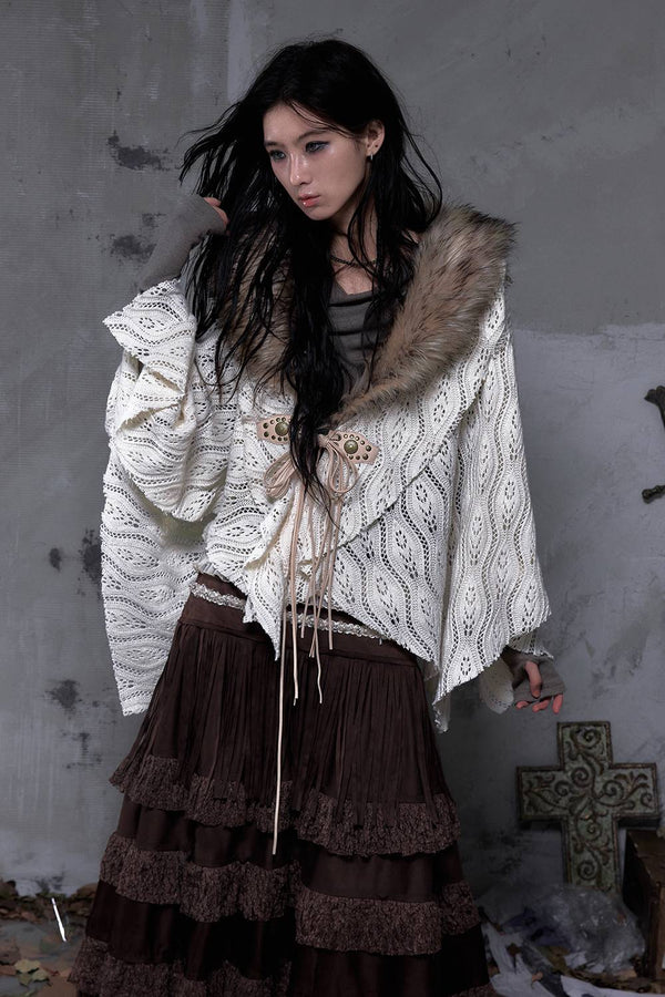 Lace Fur Poncho