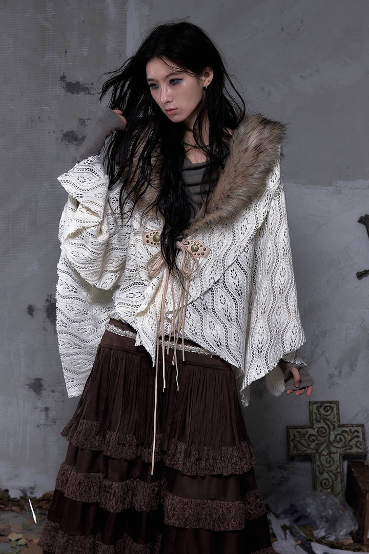 Lace Fur Poncho
