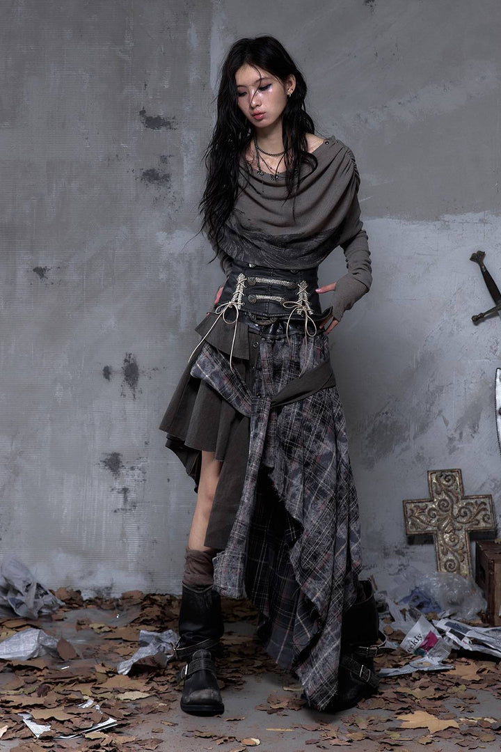 Plaid Wrap Maxi Skirt