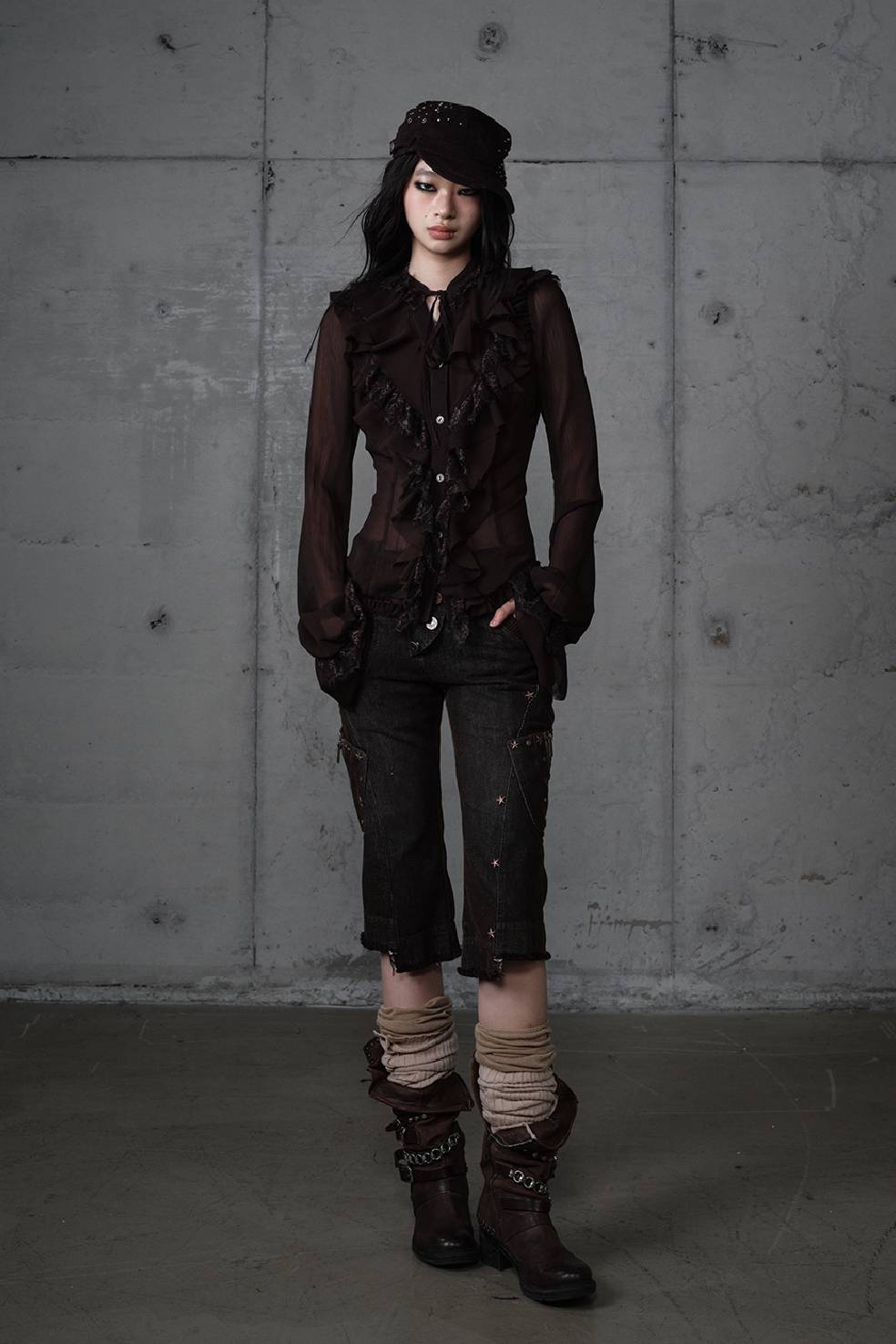 Vintage Ruffle Chiffon Blouse