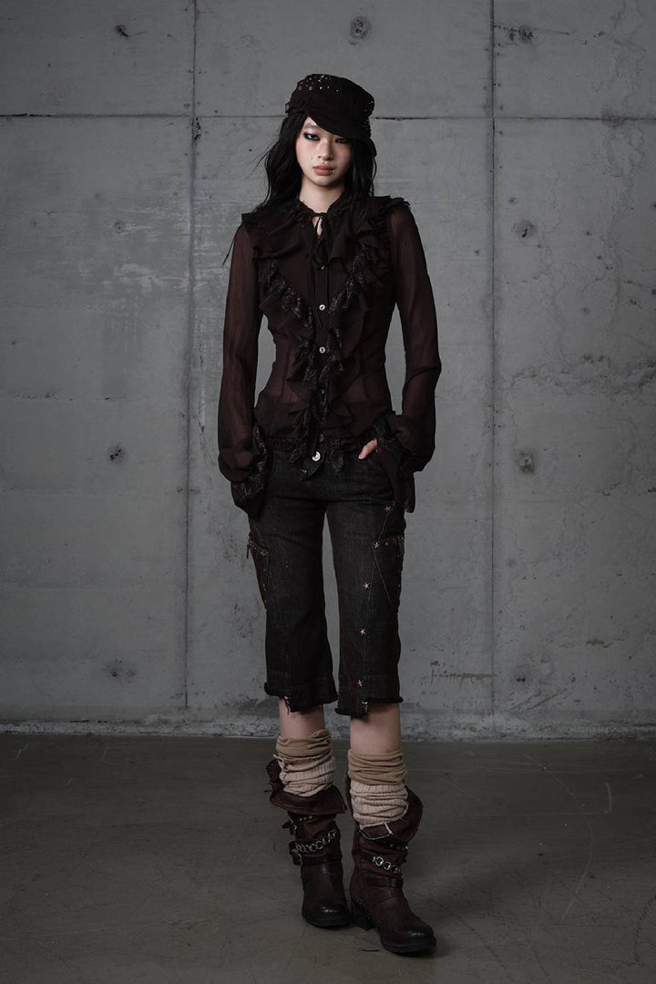 Vintage Ruffle Chiffon Blouse