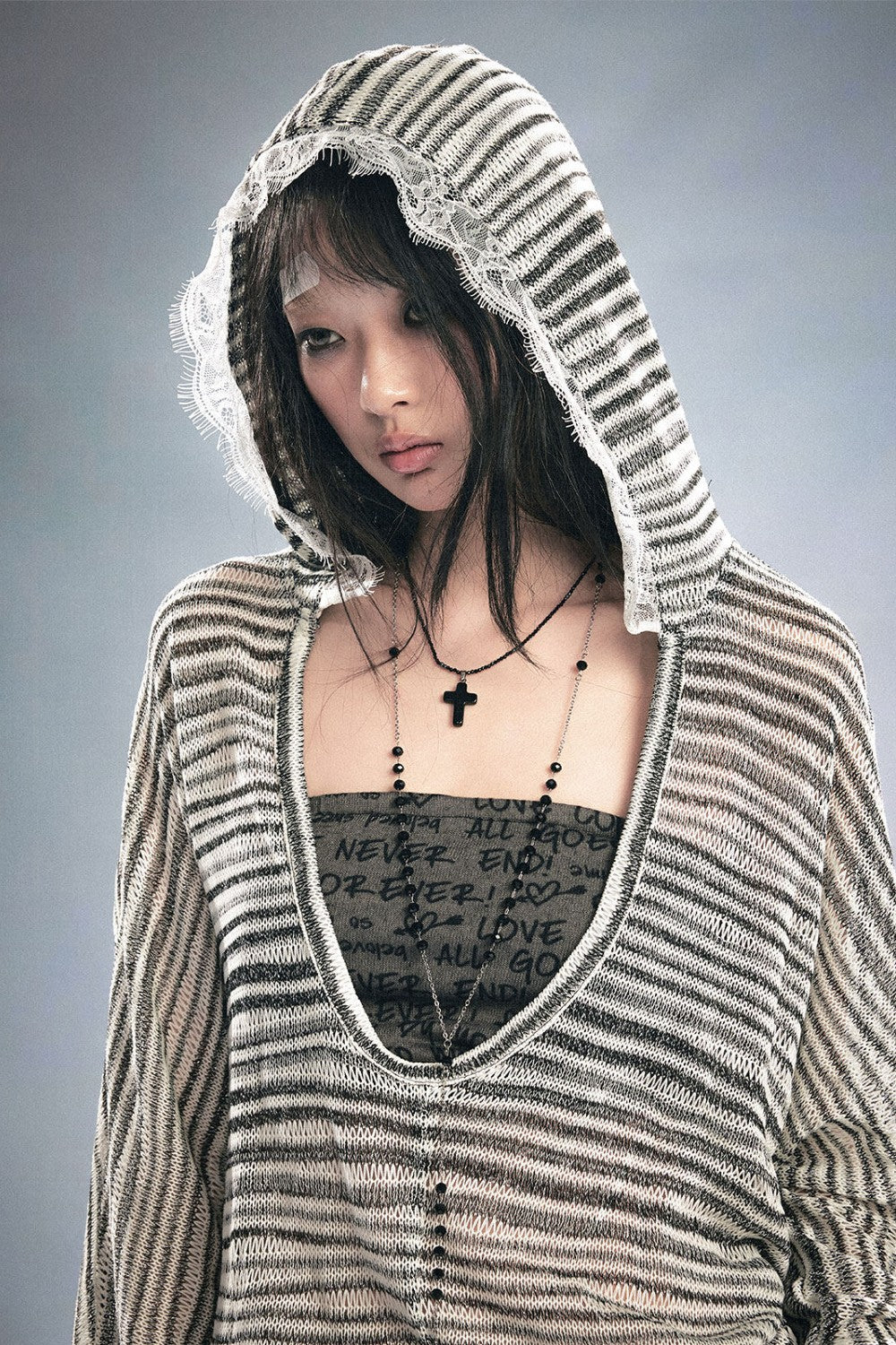 Chloe Striped Layered Hoodie