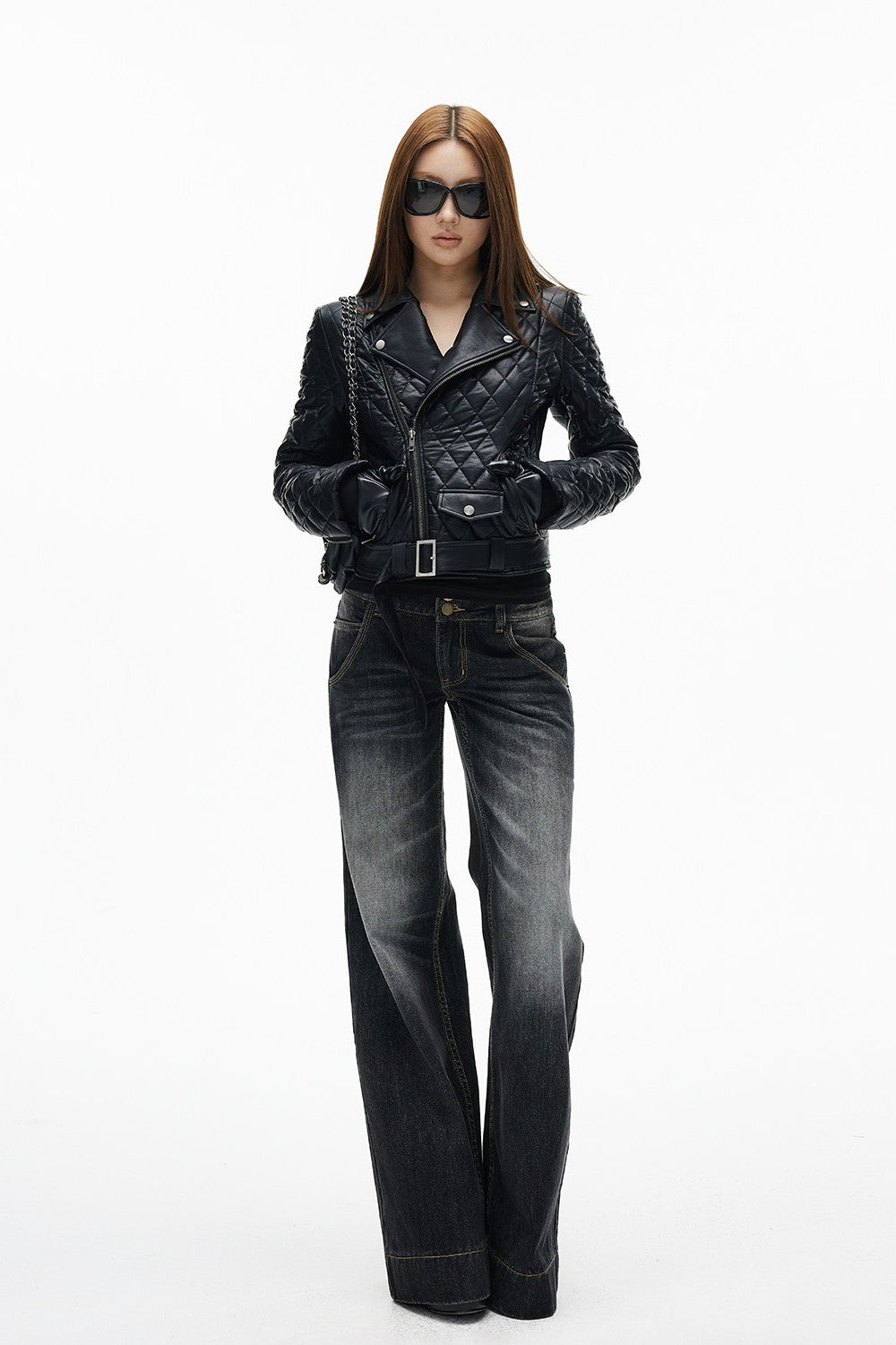 Leather Diamond Puff Jacket