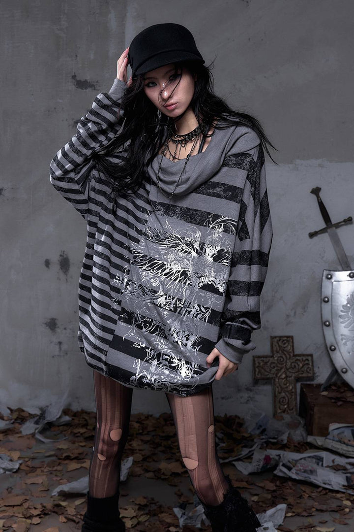 Layered Stripe Oversized Sweater