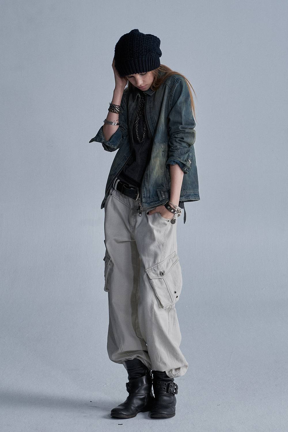 Washed Wide Cargo Pants