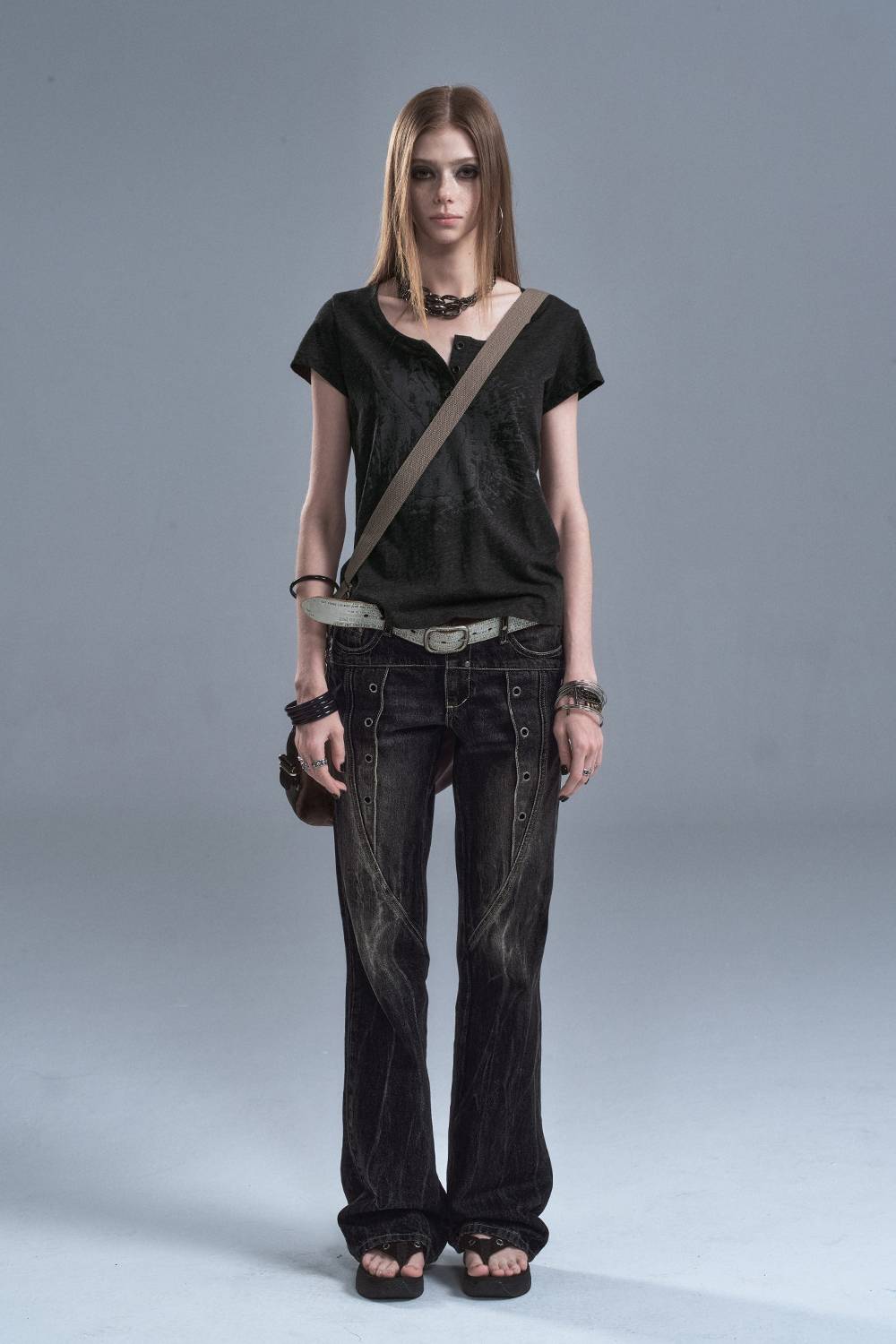 Faded Button Front Tee