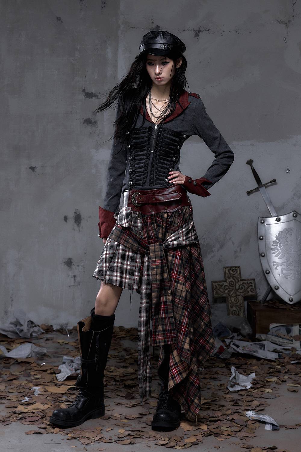 Plaid Wrap Maxi Skirt