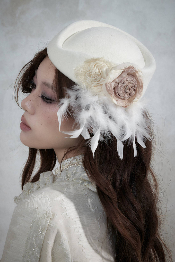 Floral Feather Hat