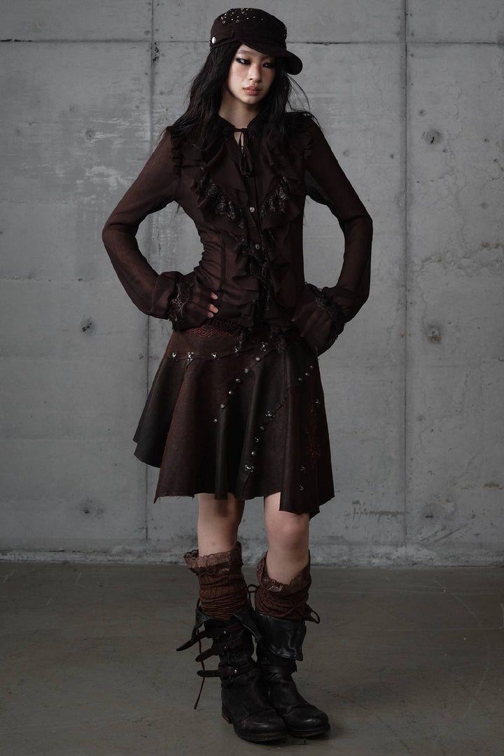 Vintage Ruffle Chiffon Blouse