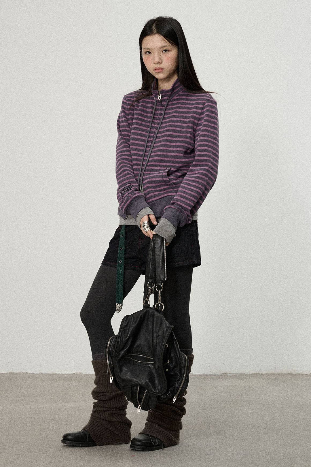 Fitted Striped Zip Jacket