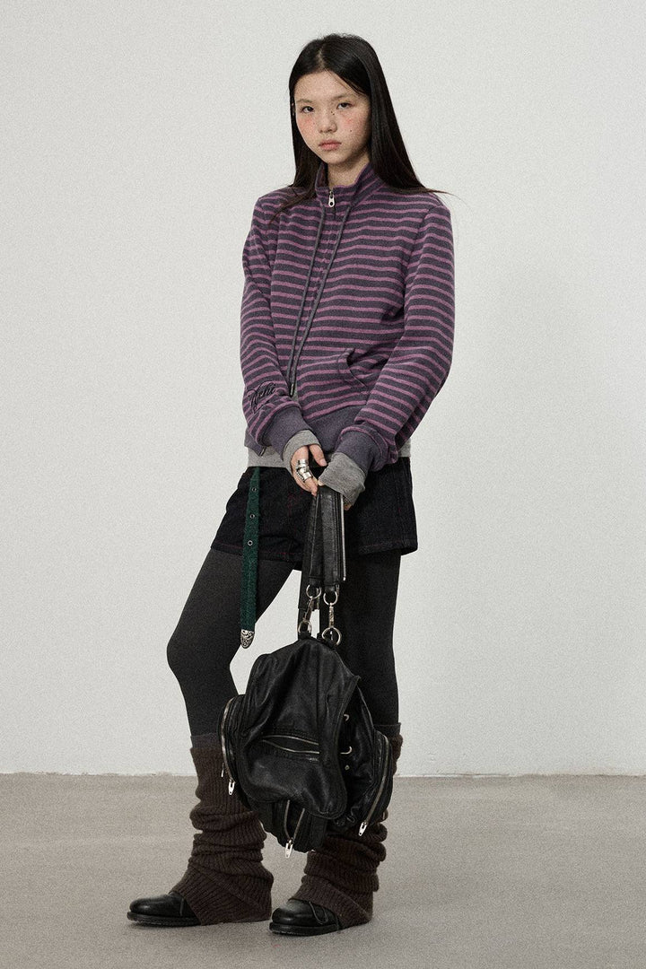 Fitted Striped Zip Jacket