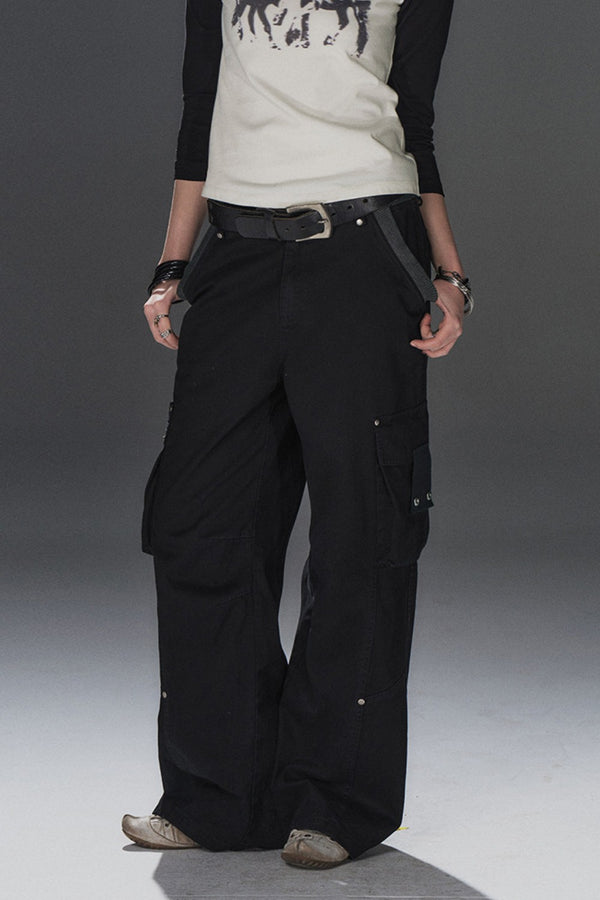 Wide Rivet Cargo Pants