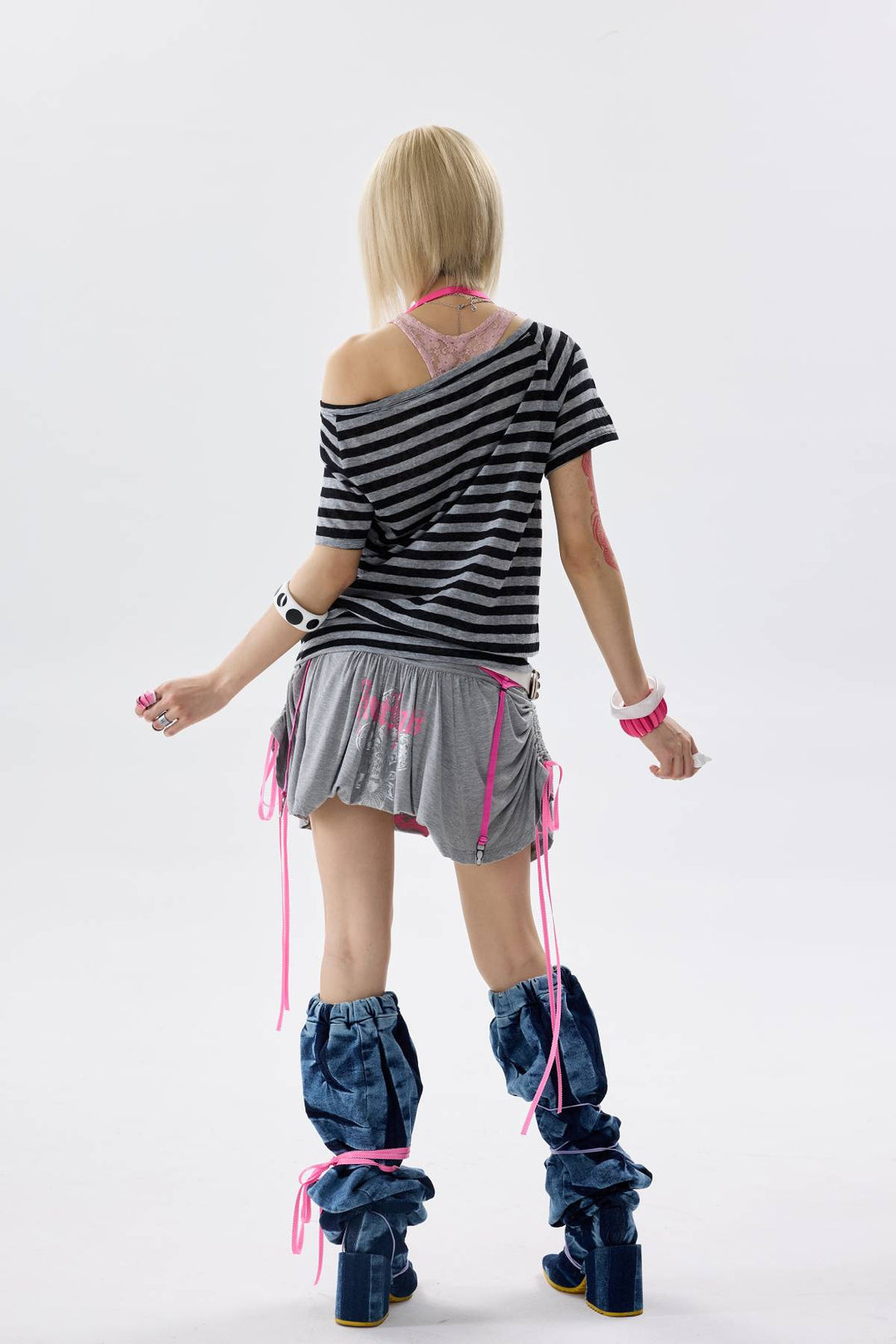 Asymmetric Striped Graphic Top