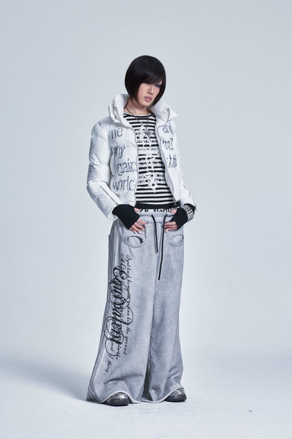 "Against" Graphic Puffer Jacket