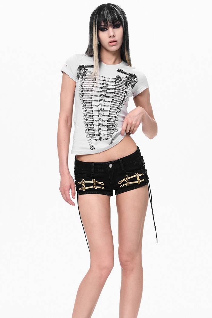Gold Cord Denim Shorts