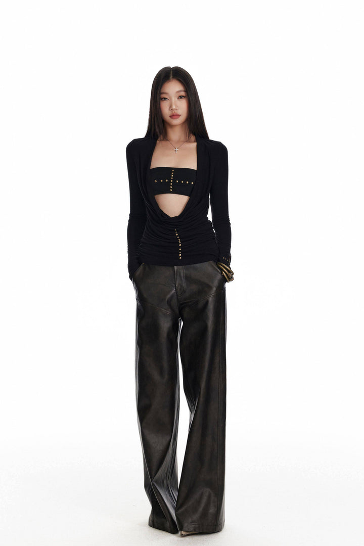 Draped Stud Detail Top