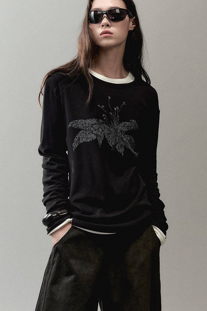 Orchid Print Long Sleeve Top