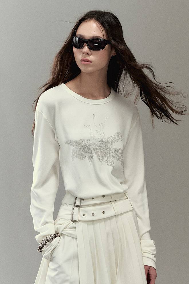 Orchid Print Long Sleeve Top