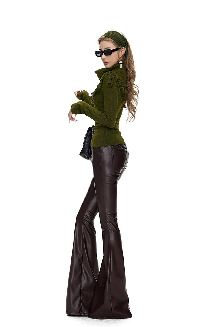 Sleek Leather Flares
