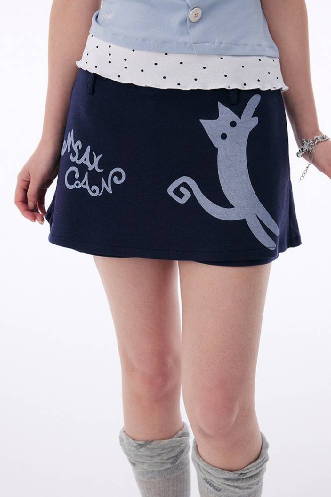 Layered Graphic Mini Skirt