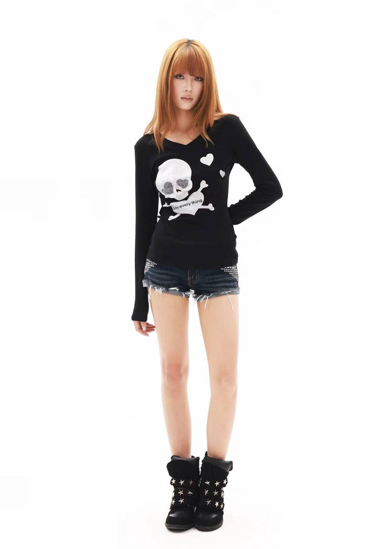 Rhinestone Skull Longsleeve