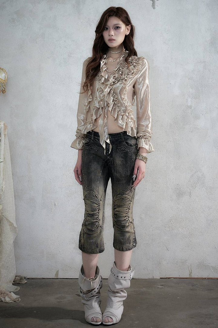 Satin Ruffle Blouse
