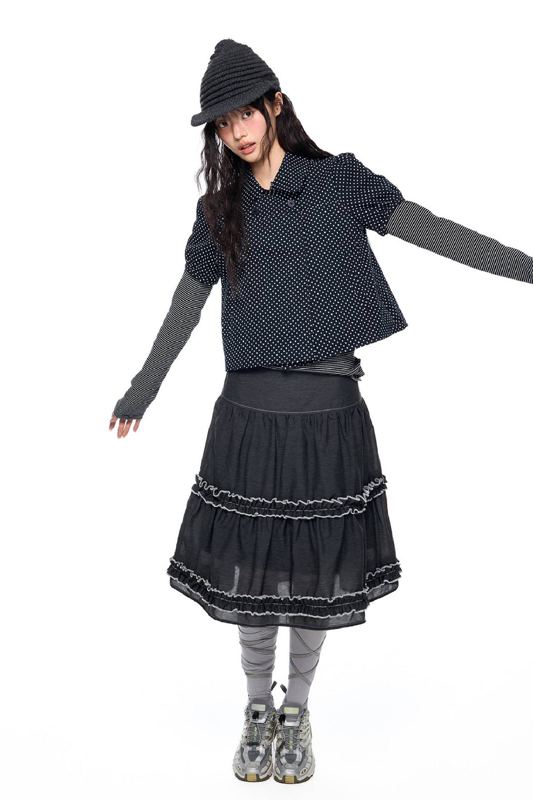 Layered Frill Midi Skirt