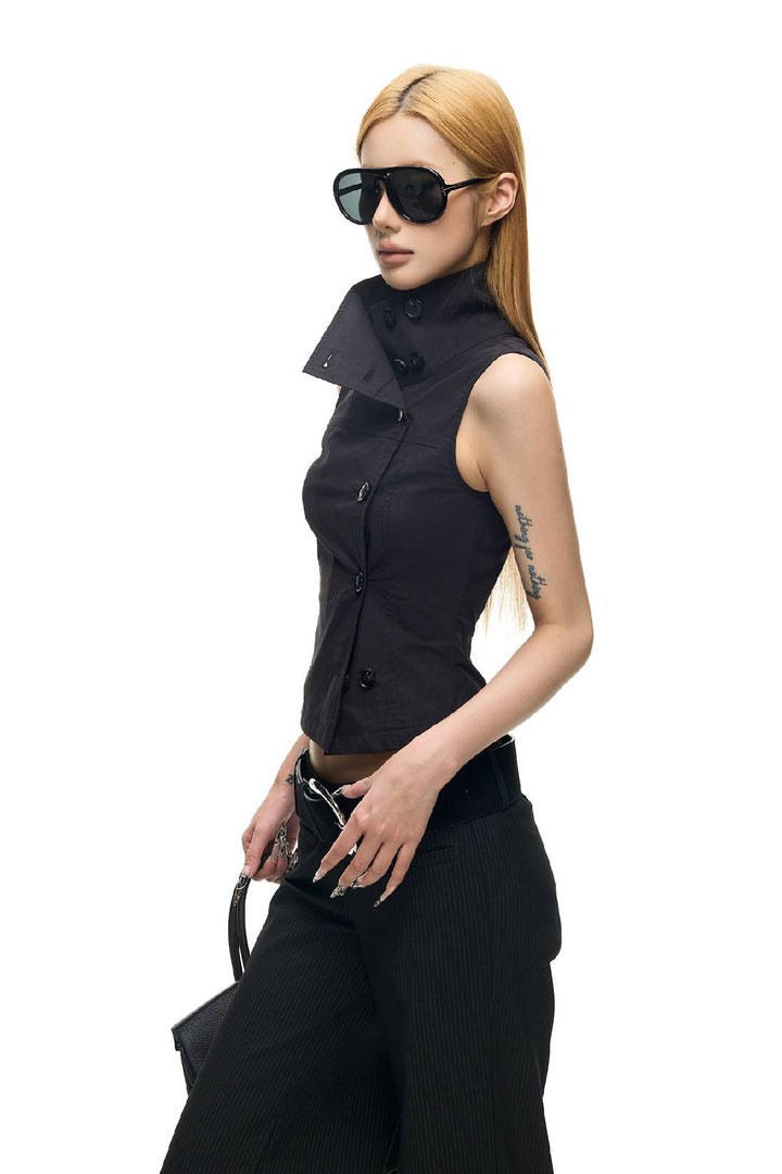 Sculpted High Neck Vest