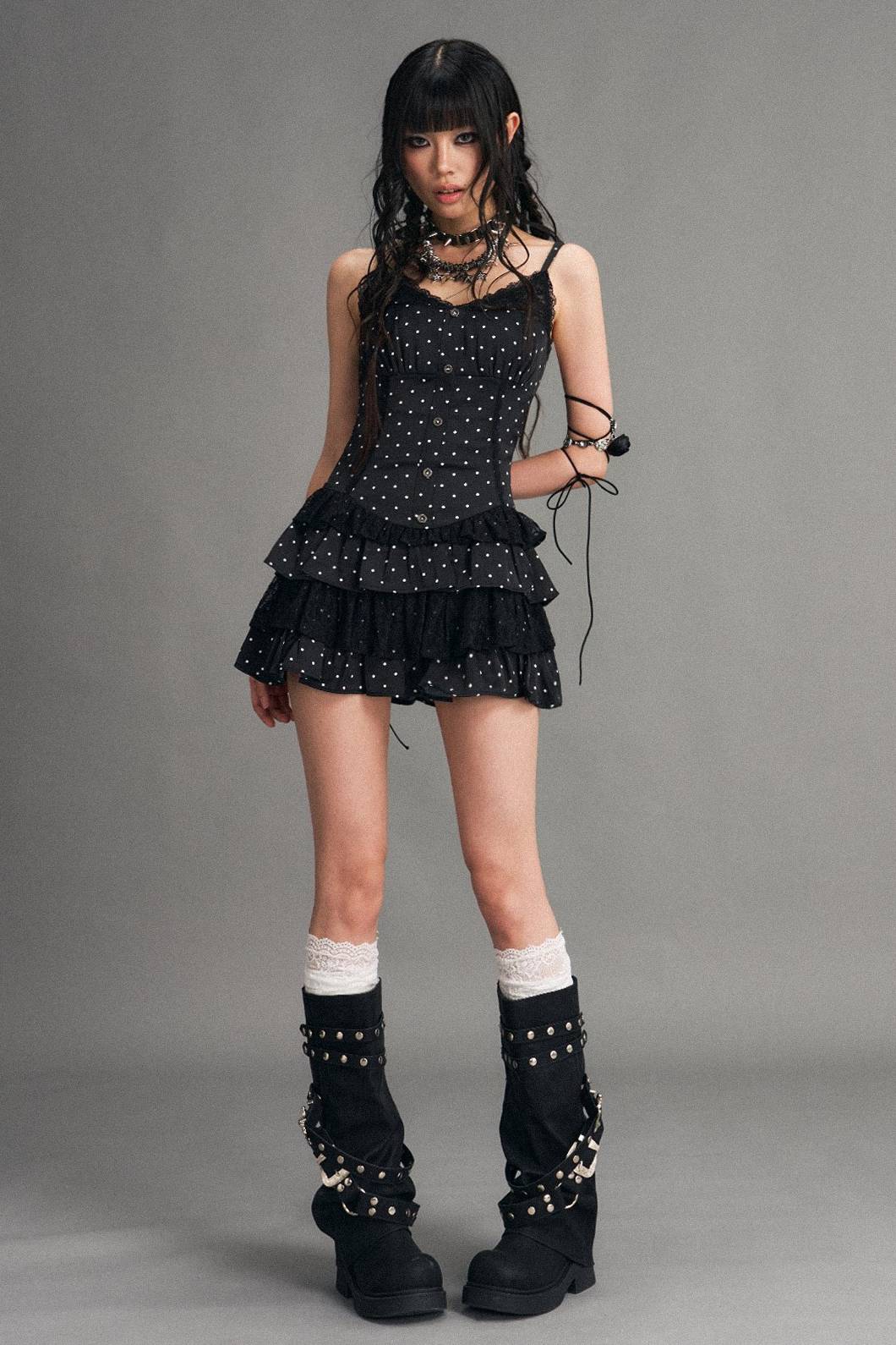 Polka Dot Tiered Mini Dress