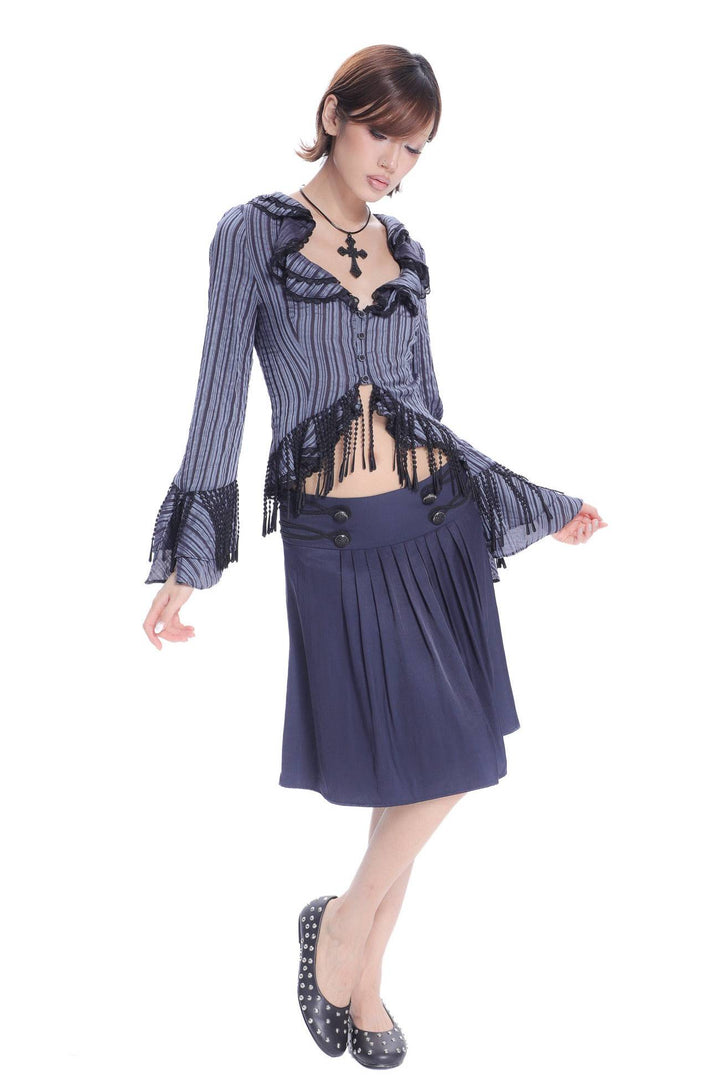 Button Detail Pleated Skirt