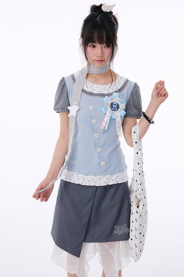 Puff Sleeve Dot Top