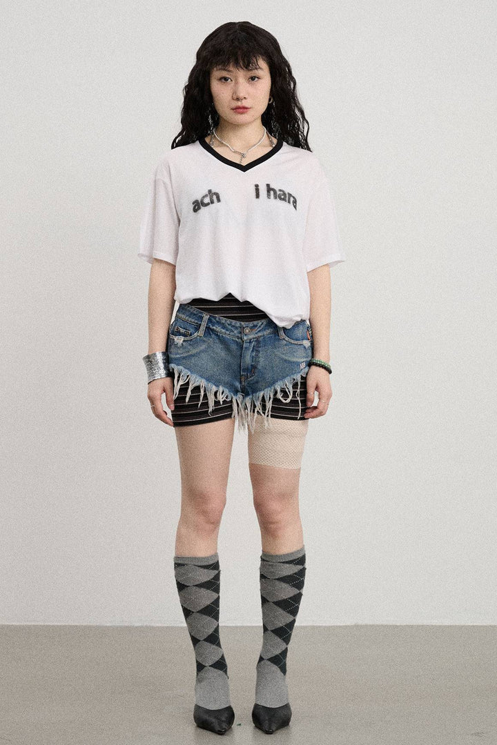 Faded Text V Tee