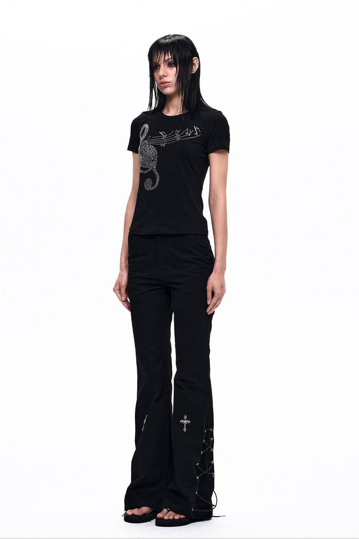 Rhinestone Crystal Guitar Tee