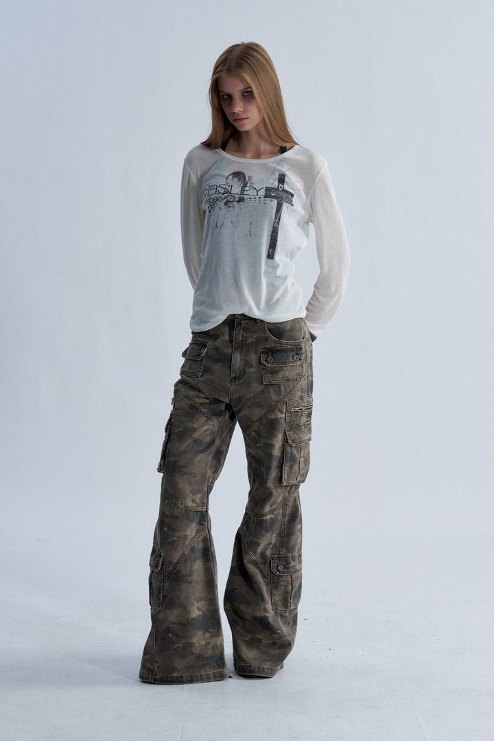 Distressed Camo Cargo Jeans